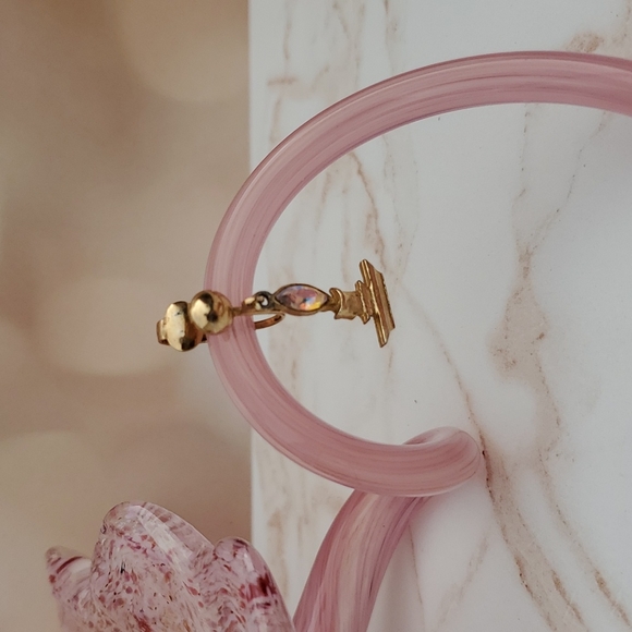 Vintage goldstone Aurora Borealis rhinestone candle earrings clip ons - Picture 4 of 6